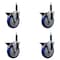 Service Caster 5'' Blue Poly Swivel 3/4'' Expanding Stem Caster Set with Brake, 4PK SCC-EX20S514-PPUB-BLUE-PLB-34-4 - alternate 1